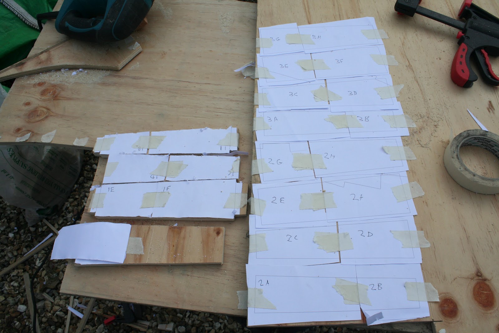The 1:1 scale plans for the brick boxes